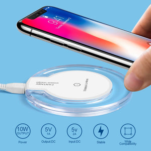 Wireless Charger Qi Standard Charging Pad Super Thin Fast Charge for SAMSUNG S6 S6 Edge Plus S7, 8, 9 Note 5, iPhone X, 8, 8 Plus