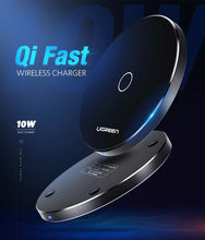 Load image into Gallery viewer, 10W Qi Wireless Charger for iPhone X XS Max XR 8 Plus Fast Wireless Charging Pad for Samsung S8 S9 S9+ Note 9 Xiaomi