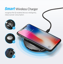 Load image into Gallery viewer, 10W Qi Wireless Charger for iPhone X XS Max XR 8 Plus Fast Wireless Charging Pad for Samsung S8 S9 S9+ Note 9 Xiaomi